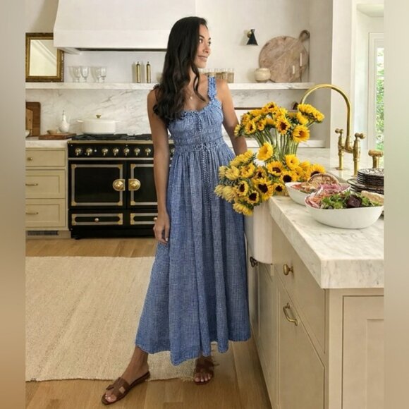 Doen Emmaretta Dress in Blue Gingham Size Medium NWT - Picture 9 of 15